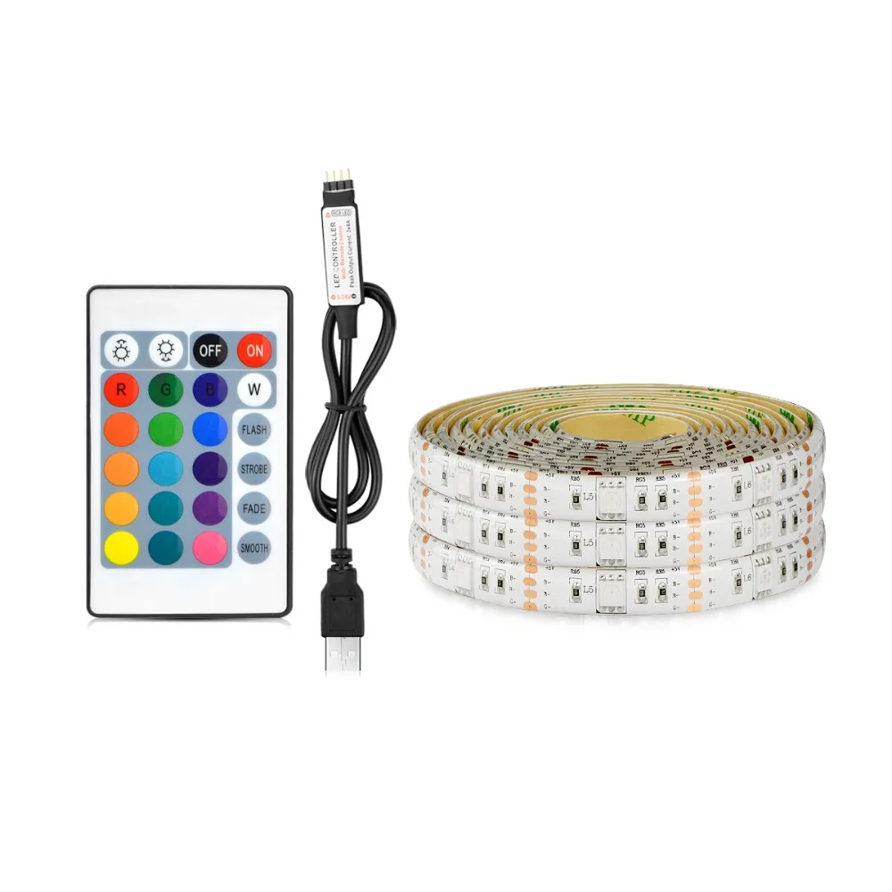 

5050 RGB LED Strip White Warm White Waterproof DC 5V USB LED Light Strips Flexible Tape 1M 2M 3M 4M 5M TV Background Lighting