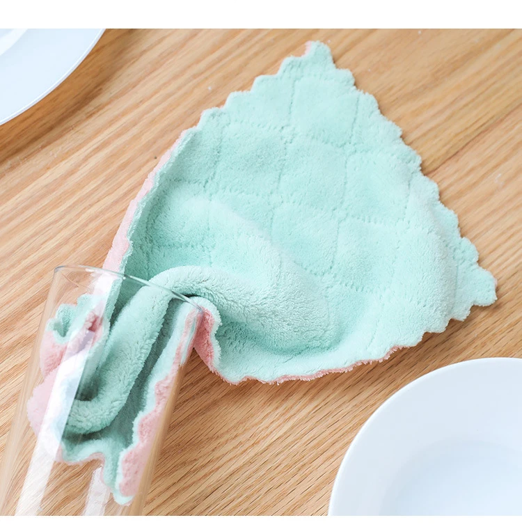 GUANYAO салфетка из микрофибры для уборки кухни Чистящая губка двухслойная Толстая тряпка мягкое хорошее Впитывающее Воду полотенце для рук