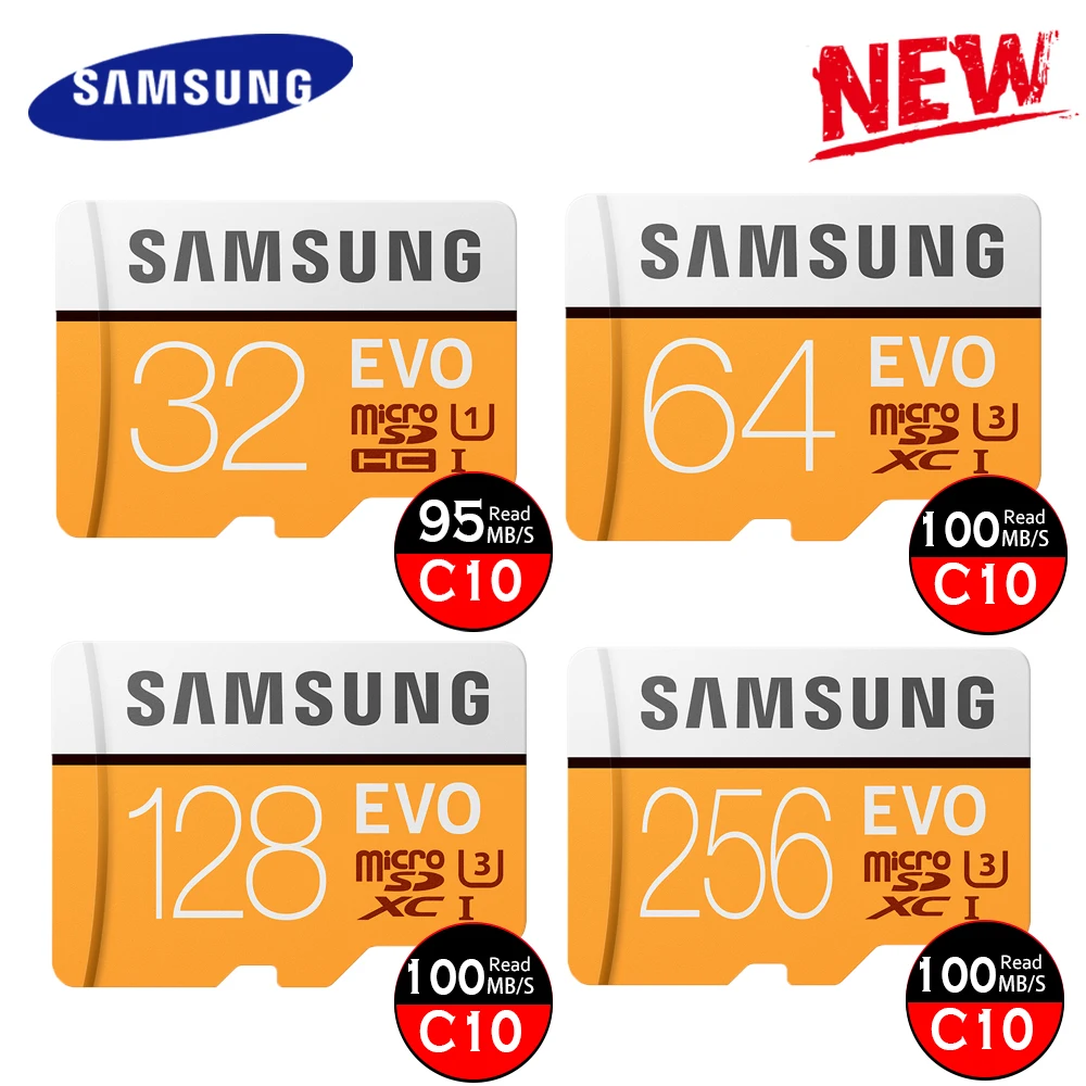 Оригинальная карта памяти SAMSUNG EVO Plus, 64 ГБ U3 EVO+ 128 ГБ, 256 ГБ, класс 10, карта Micro SD, 32 ГБ, 16 ГБ, microSD, UHS-I, U1, tf-карта