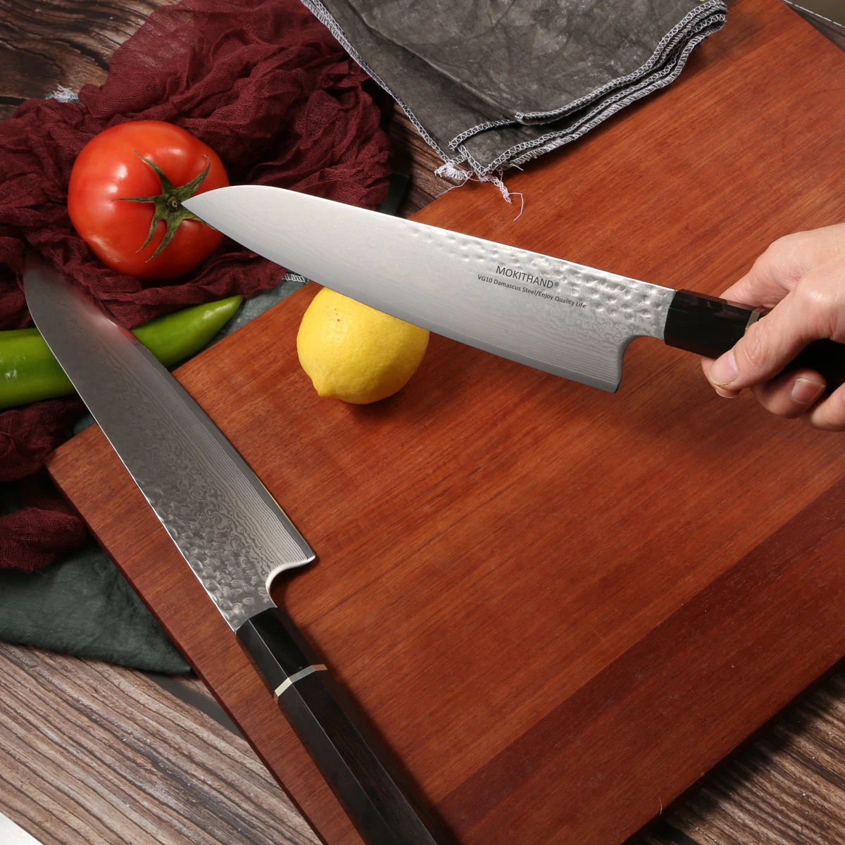 Кухонный нож Mokithand из дамасской стали, 9 дюймов, японские кухонные ножи VG10, профессиональный Японский стальной нож для мяса рыбы для дома