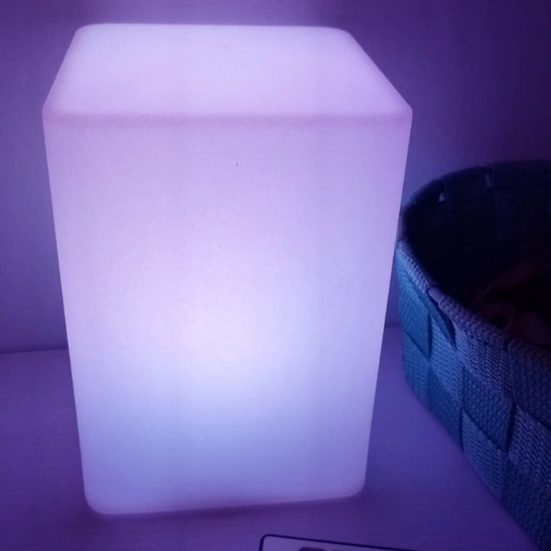 

W10*L10*H15cm LED Square Cube Waterproof Rechargeable Lamp Night Light With 24 keys Remote Control For Bedroom 20pcs/lot