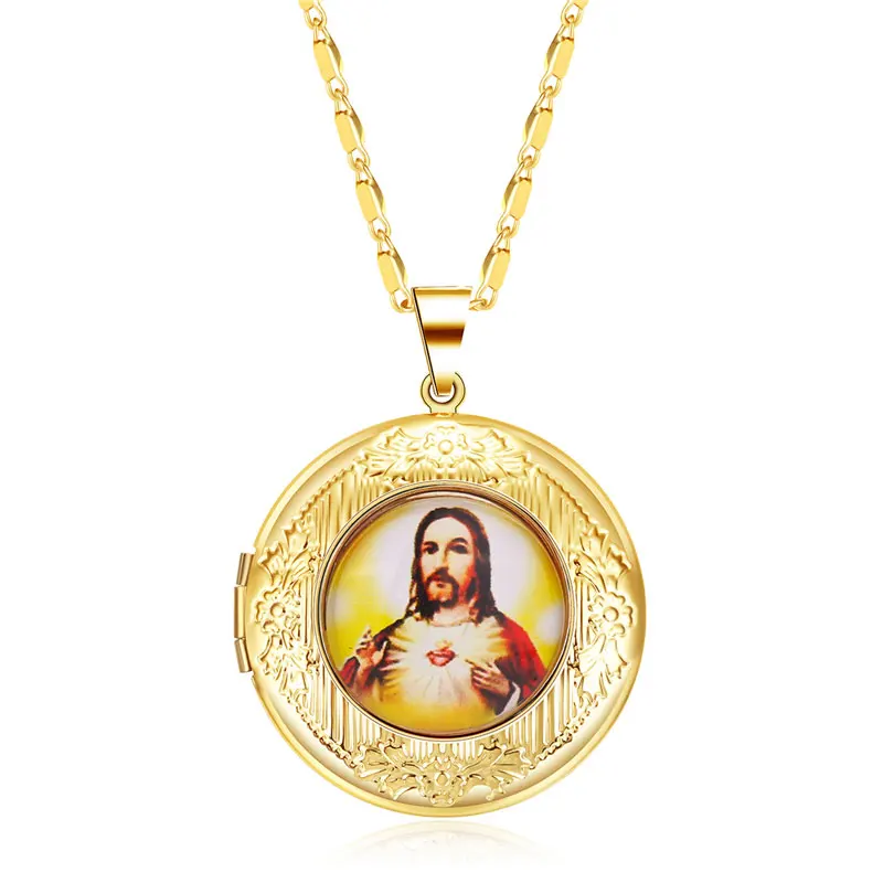 OUMEILY ожерелье s& Кулоны с Иисусом женское мужское длинное ожерелье кулоны для фотографии золотые свадебные цепочки винтажное рождественское ожерелье - Окраска металла: S1244