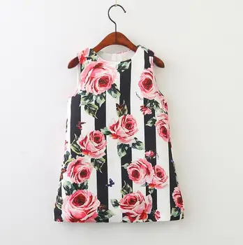 

6pcs/lot New Kids clothes Baby Girls striped flower Spring 2018 Dress Girl Dress 2-10T sylvia 562898551654