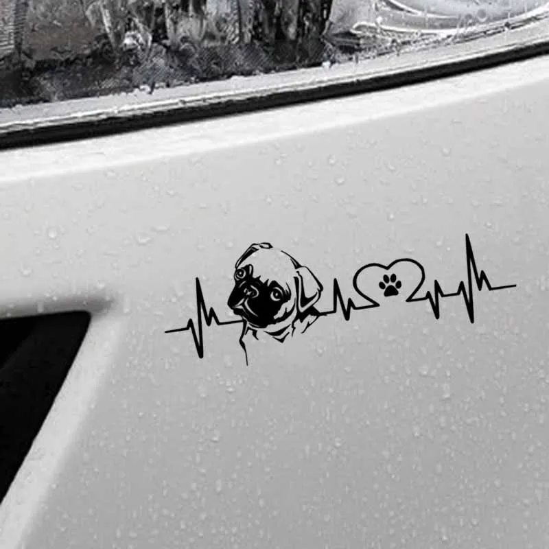 YJZT 18 см * 6 1 милая Мода Мопс любовь Пульс автомобильный Стайлинг виниловая