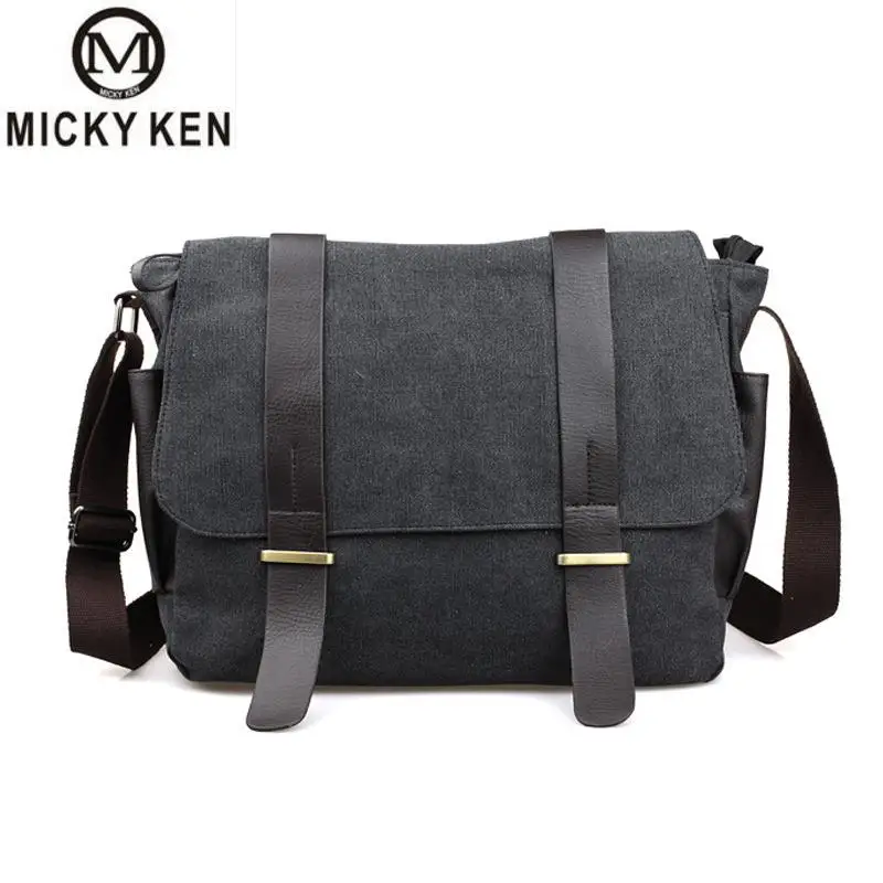

HOT! High Quality Canvas Bag Men's solid cover zipper casual shoulder school bags men crossbody bag Men Messenger Bags
