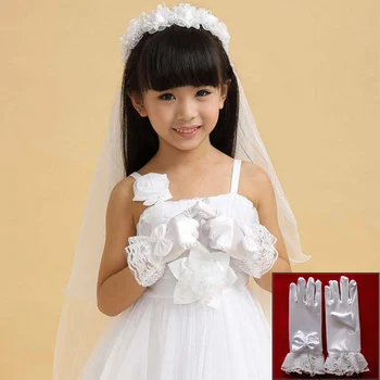 

1Pair Stylish White Lace Girls Performance Gloves Sweet Party Kids Gloves Costume Accessories Free Size