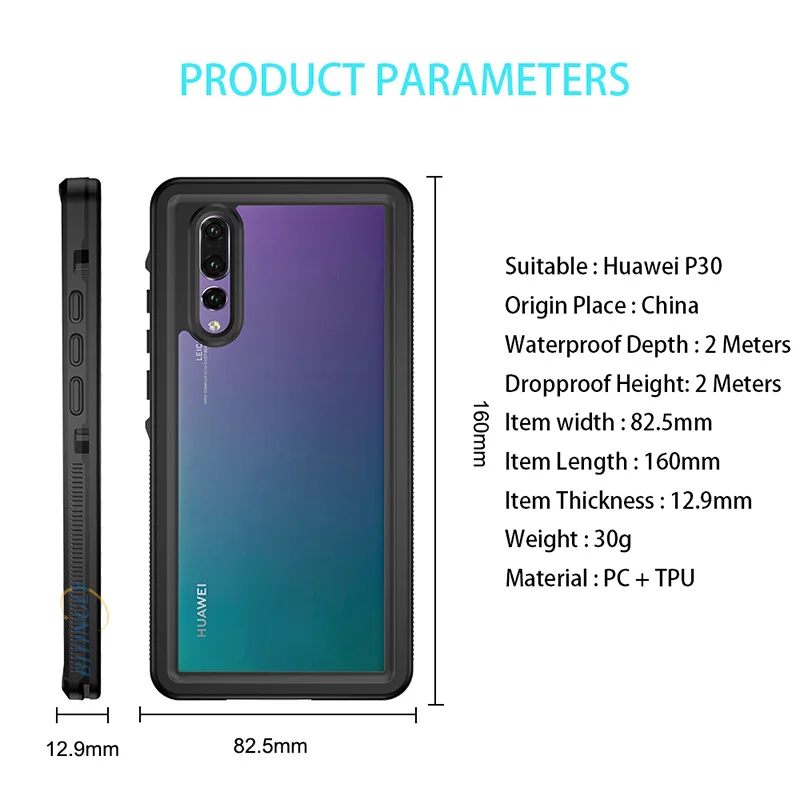 Outdoor Swim Case For Huawei P30 Pro Case Swimming IP68 Waterproof PC+TPU Full Protection Cover For Huawei P20 Lite P20 Pro Capa