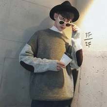 Inverno 2017 Winter Round Neck Knitting Assorted Color Sweater Men Patched Clothes Casual Warm Agasalho Pullover Masculino