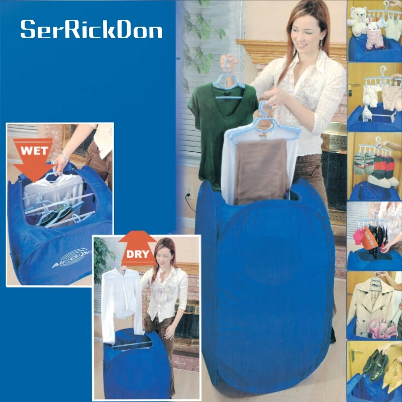 Baratos Mini azul eléctrico portátil de aire secadora de ropa plegable de secado rápido de la máquina de 800 W multipropósito