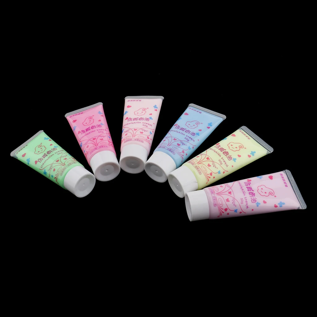 6 Pieces Assorted Colors Fake Whipped Cream Glue Phone Cases Deco DIY