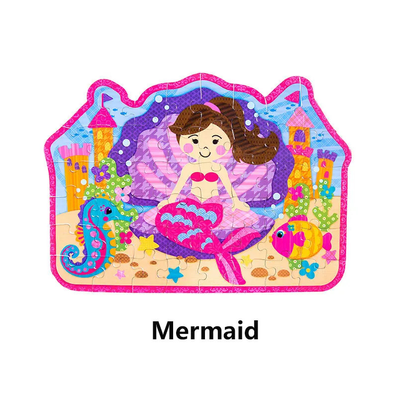 Mermaid Zoo Mosaic Jigsaw puzzle Baby Handbag Toys for Easy Portability pocket puzzle Children's educational gifts 48Pcs