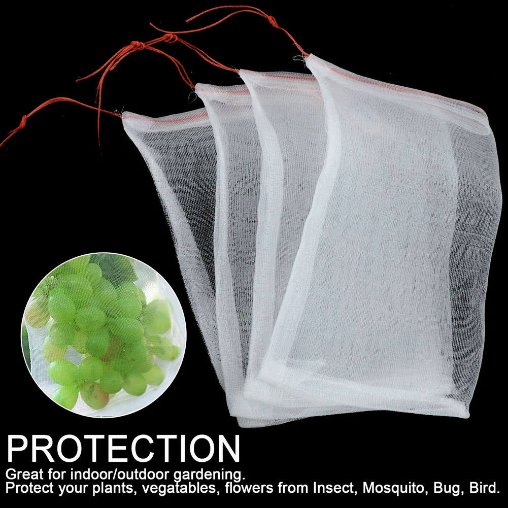 

20pcs Set Reusable Plant Fruit Protect Net Bag with Drawstring Garden Against Insects Pest Bird Mosquito Bug Mesh Barrier Bags