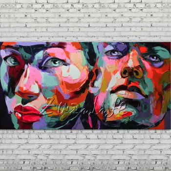 

Palette knife portrait Face Oil painting Character figure canva Hand painted Francoise Nielly Art picture room00