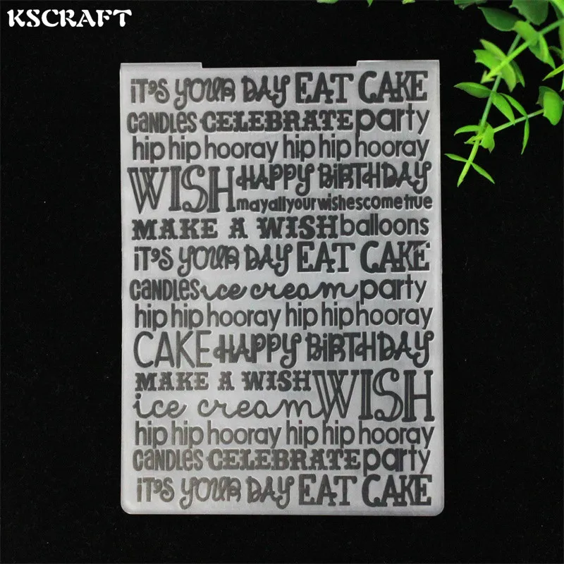 

KSCRAFT Happy Birthday Plastic Embossing Folders for DIY Scrapbooking Paper Craft/Card Making Decoration Supplies