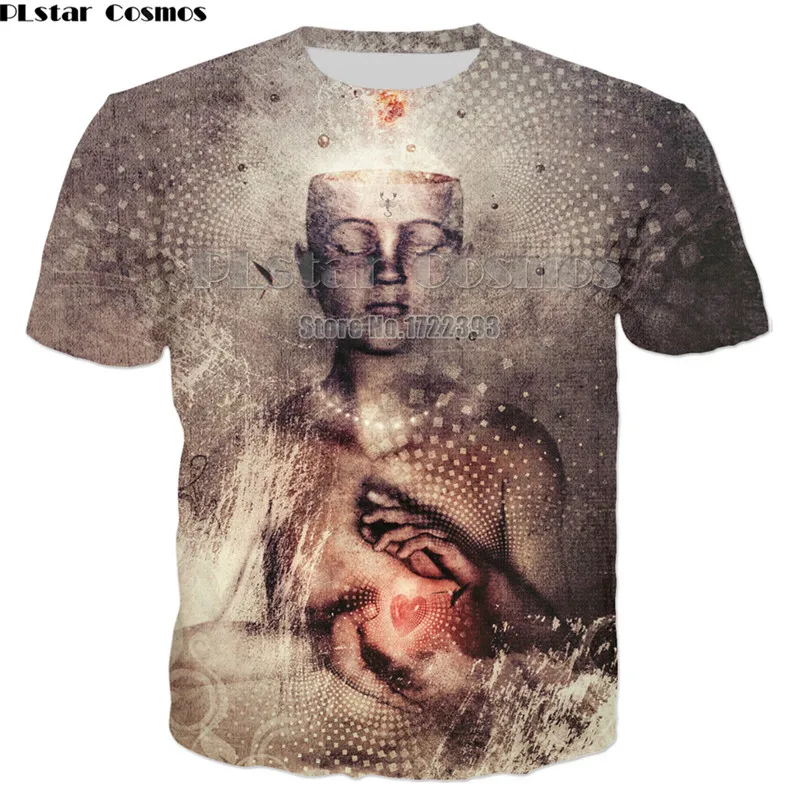 

PLstar Cosmos Harajuku Men 3d Print Buddha T Shirt Casual Short Sleeve Tees Tops Men Streetwear T-Shirt Unisex O-Neck T shirts