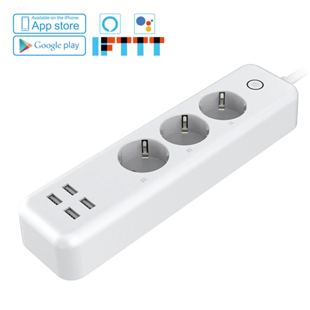 Wifi Smart power Strip адаптер 3 EU штепсельная розетка с USB 4 зарядным портом Homekit работает с Alexa и Google Assistant