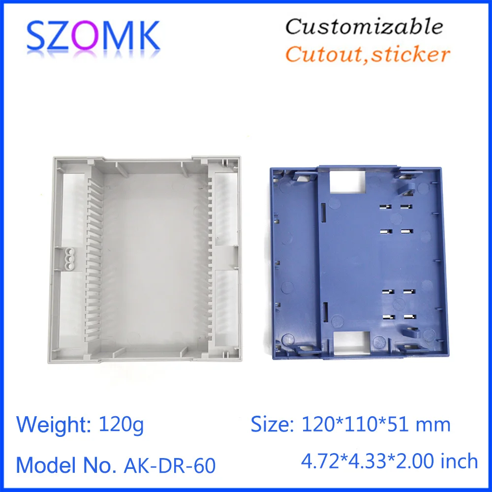 1 шт 120*110*51 мм szomk дизайн пластиковая коробка электроника din-рейка корпус для печатной платы PLC пластиковое устройство распределительная коробка