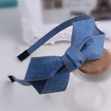 2017 Girl’s Classic Solid Korean Jeans headdress cute denim bow head wear hair accessories for Women Girl