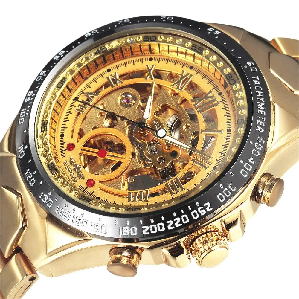 winner men's skeleton watch