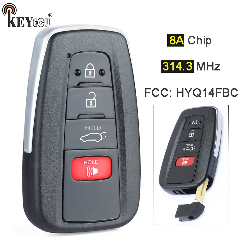 

KEYECU 314.3MHz 8A Chip HYQ14FBC Replacement Smart 3+1 4 Button Proximity Remote Car Key Fob for Toyota RAV4 2019