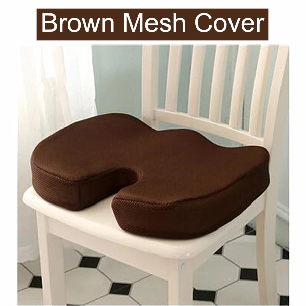 Подушка для стула из пенополиуретана с эффектом памяти, ортопедическая подушка для спины автомобиля, геморроидное сиденье, задняя кость, копчик, защитный коврик, офисный диван - Цвет: Memory Brown Mesh