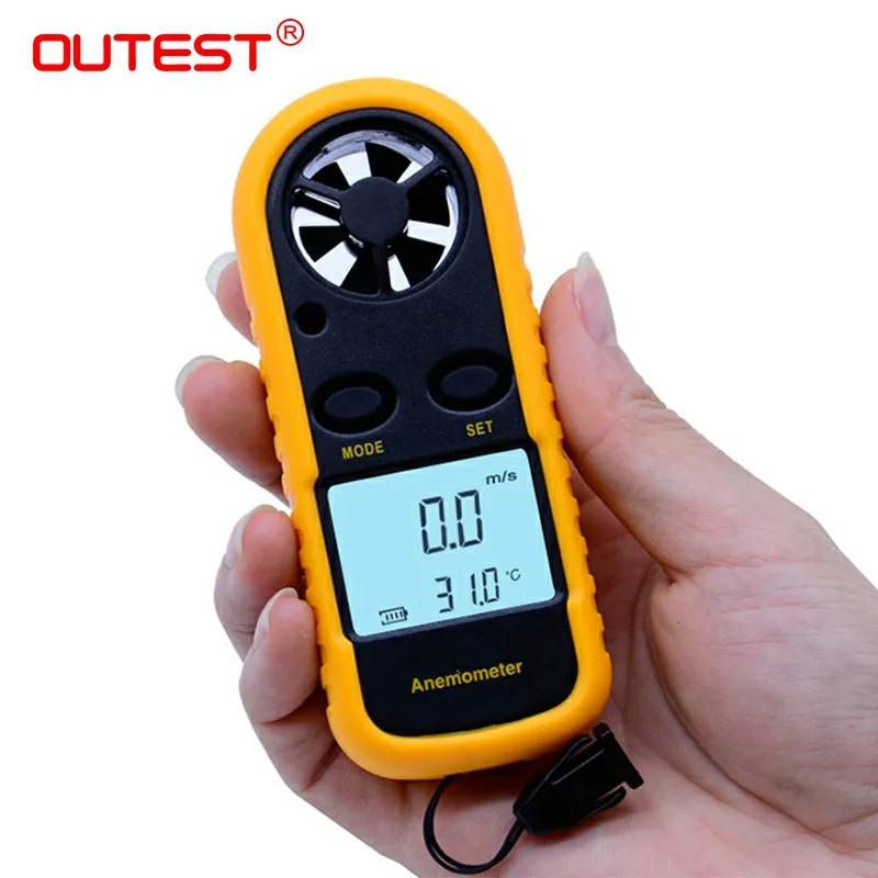 

Digital Hand-held Wind Speed Gauge Meter GM816 30m/s (65MPH) Scale Anemometer Thermometer With LCD backlight dispaly