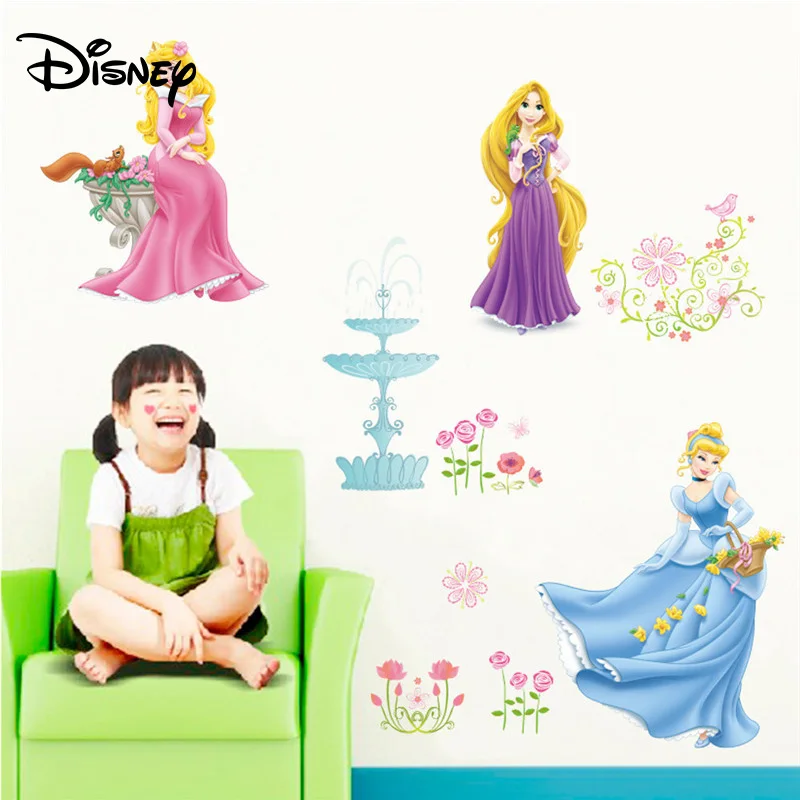 Disney стикер мультяшка девушка принцесса детская комната спальня прикроватная наклейка снимающиеся наклейки украшения