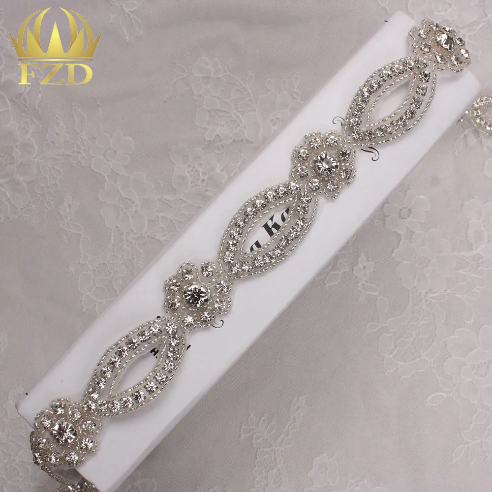 (10yards) Wholesale Iron On Sewing Beaded Rhinestone Sash Appliques