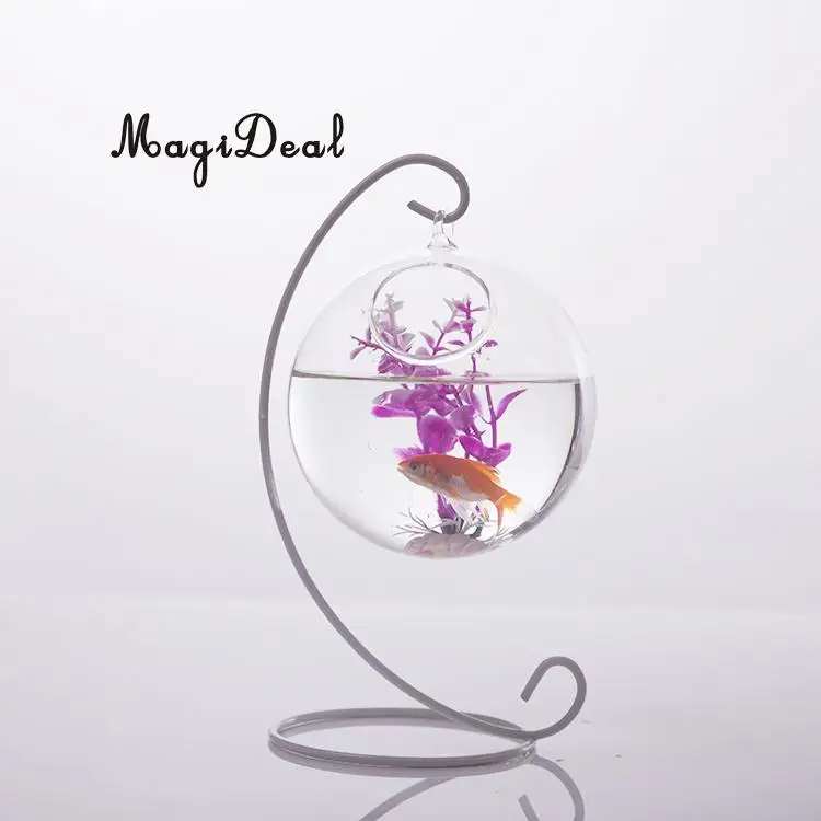 MagiDeal Heat-Resistant Glass Ball Shape Wall Hanging Flower Vase Plant Bottle Home Bedroom Living Room Decor 10cm Friend Gifts
