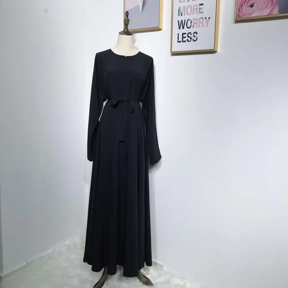 Vestidos abaya мусульманское платье Рамадан Арабский исламский хиджаб платье Турция Кафтан Marocain Tesettur Elbise кафтан халат Дубай Femme - Цвет: Черный