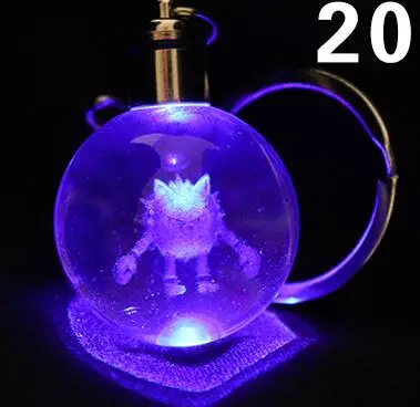 Светодиодный яркий брелок с 3D Пикачу Покемон генгар хрустальный шар брелок подвеска - Цвет: Size 20