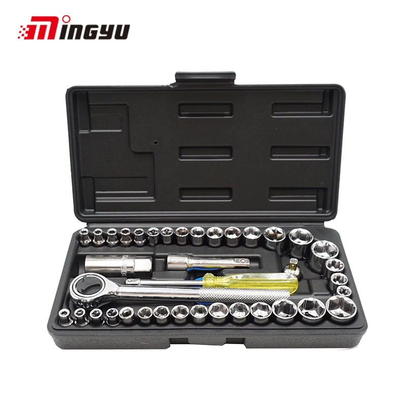 

40PCS 1/4'' 3/8'Drive Socket Set Automobile Motorcycle Repair Handle Tools Kit Extension Bar Adaptor Sleeve Ratchet Hand Wrench