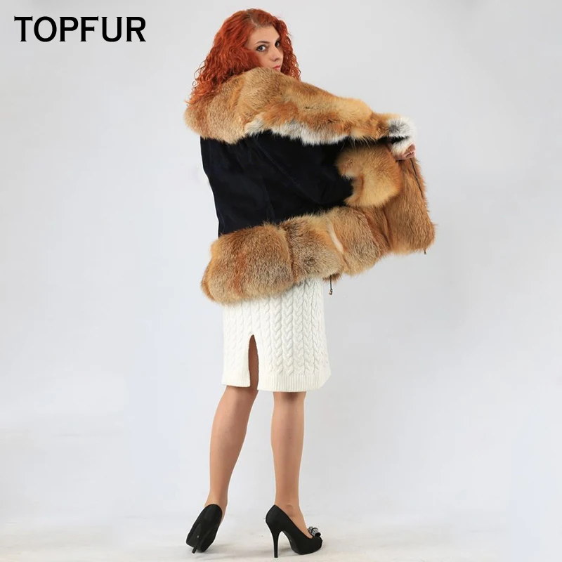 TOPFUR New Style Real Fur Coat Women 2018 Winter Genuine Rex Rabbit Fur Jacket With Gold Fox Fur Collar Thick Warm Female Coat TOPFUR New Style Real Fur Coat Women 2018 Winter Genuine Rex Rabbit Fur Jacket With Gold Fox Fur Collar Thick Warm Female Coat