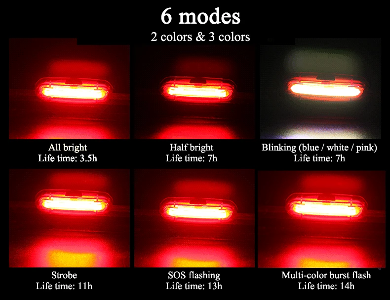 Excellent WHEEL UP Bike Tail Light Bicycle Rear light Cycling Tail-lamp Led Light Waterproof MTB USB Rechargeable Polychromatic Taillight 9