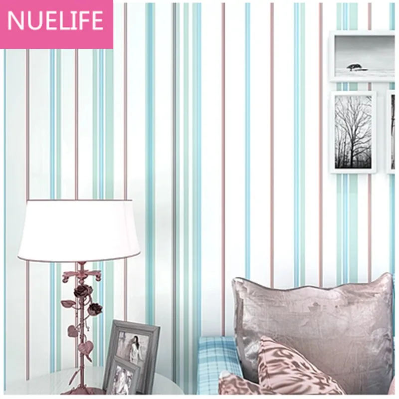 

0.53x10m Mediterranean colorful vertical stripes pattern living room children bedroom shop decoration non - woven wallpaper