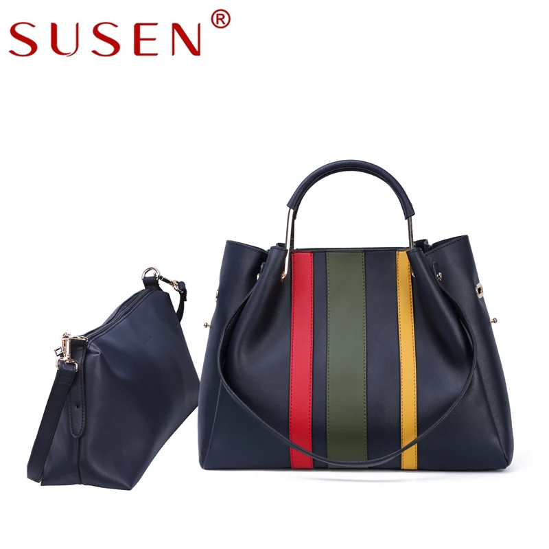 SUSEN 2 sets women font b handbag b font high quality artificial font b leather b