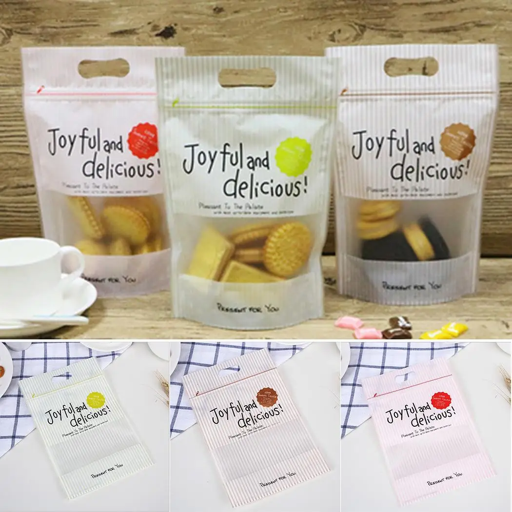 

Open Window Transparent Cookie Bags Self-supporting Ziplock Candy Sack Snack Food Storage Organizer Biscuits Packing Snacks Bag
