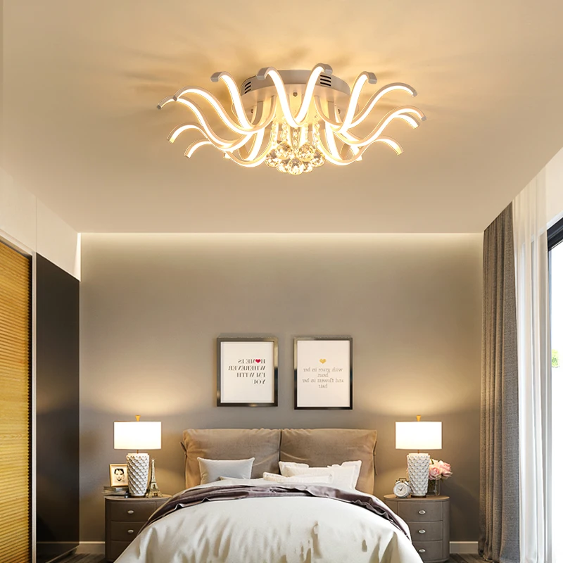 Современная светодиодная потолочная люстра, Хрустальная домашняя декоративная люстра для спальни, гостиной, столовой, AC90-265V Потолочная люстра