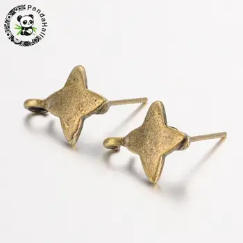 

100pcs Antique Bronze Star Tibetan Style Earstud Components Jewelry Making Lead Free and Nickel Free 13x10mm Hole: 2mm Pin: 1mm