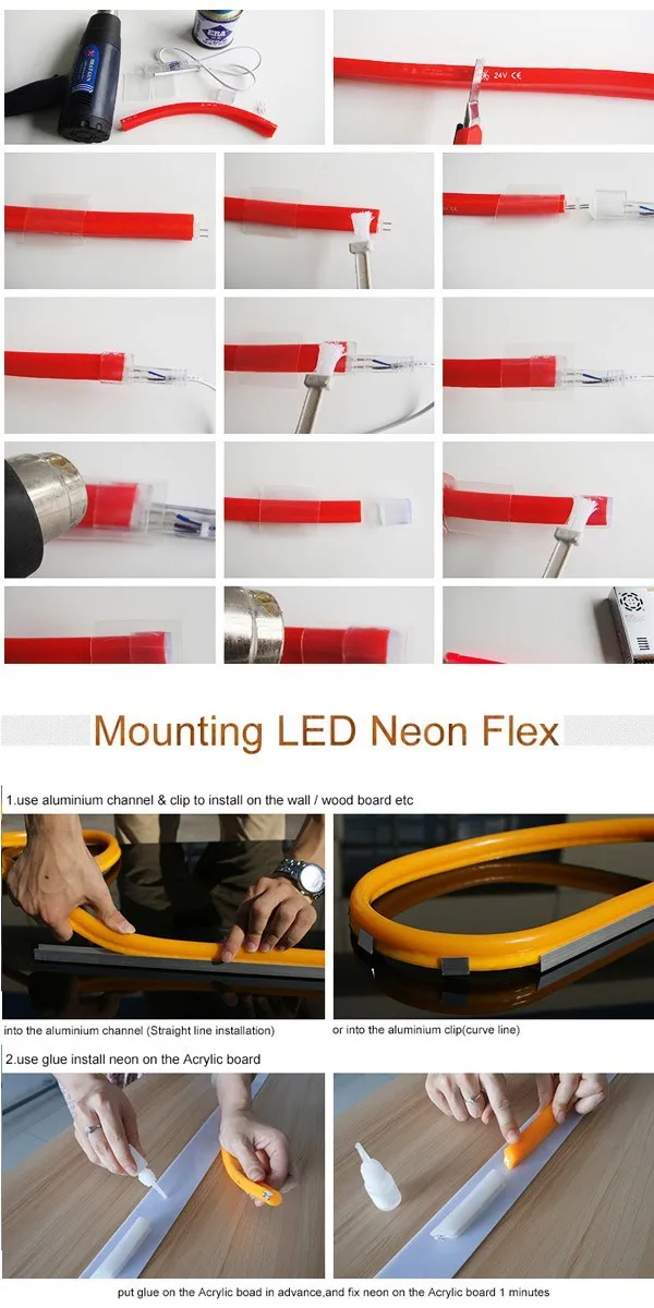 Led neon flex mounting