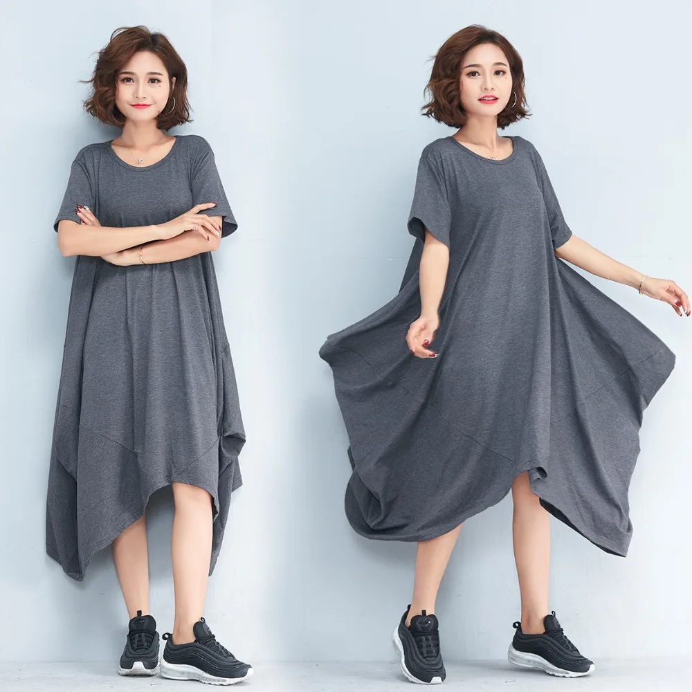 Buy New 2018 Spring Fashion women loose comfortable one piece dress Plus Size