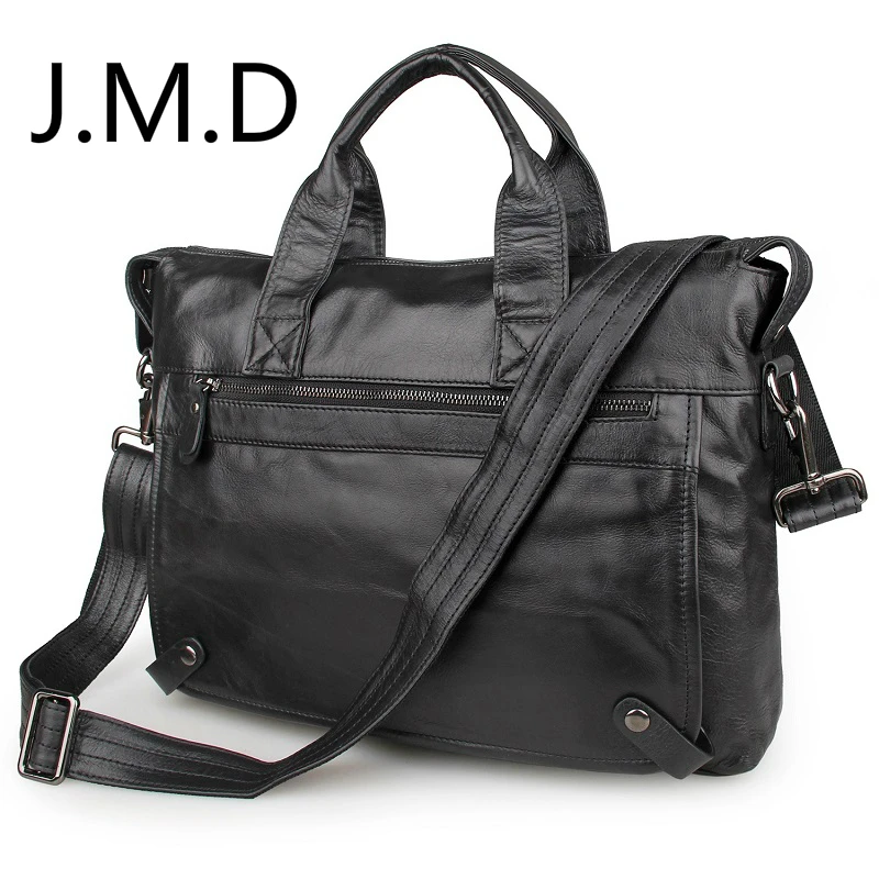 J.M.D 2018 Fashion Black Leather Hand bag Men Genuine Leather Messenger Bag Briefcase Laptop Bag Shoulder Bags 7120