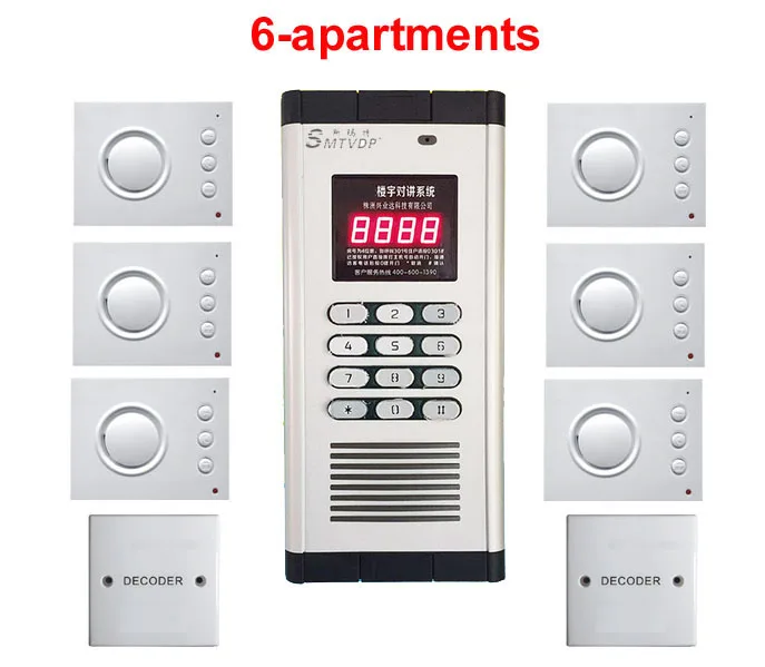 XinSiLuNew Arrival Home Security non-visual building intercom system for 6-apartment hand-free audio door phone PASSWORD unlock |