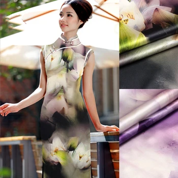 

CNUM SP098 Pure Silk/ Serene Lotus/ Digital Printed Anti-UV/ Silk Fabric Stretch/ Width 1.29yd Thickness 19mm/Purple
