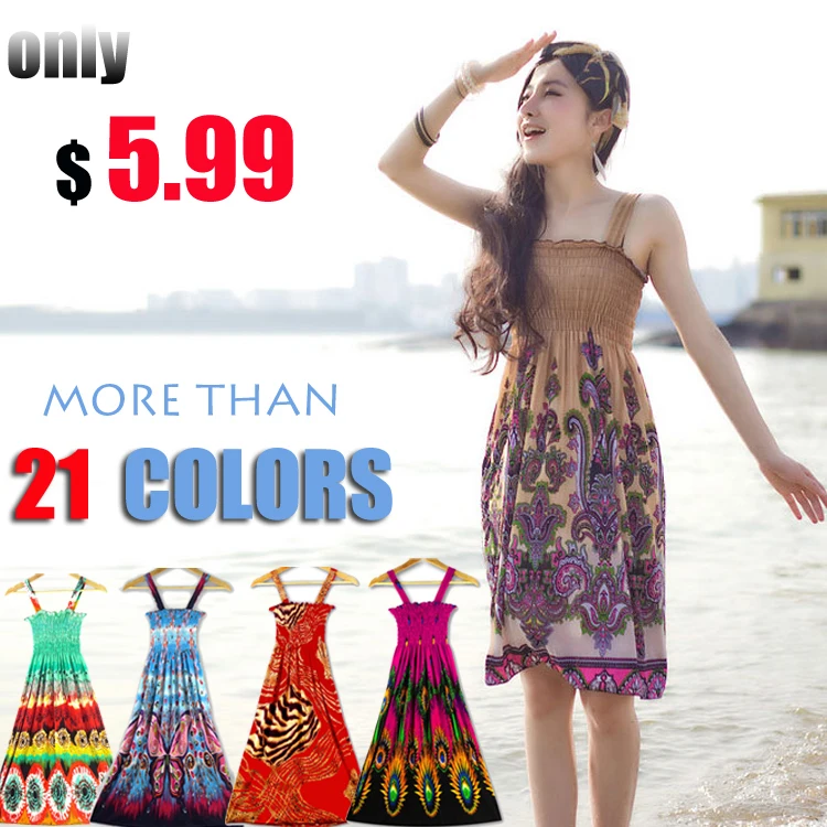 New 2014 women summer dresses 21colors Plus size S L Bohemian beach
