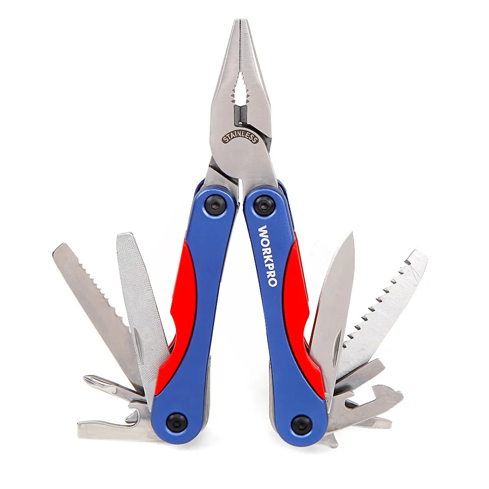 WORKPRO Utility Knife Twin Blade Knife 15 in 1 Multi Pliers 2PC Outdoor Camping Tool Set 