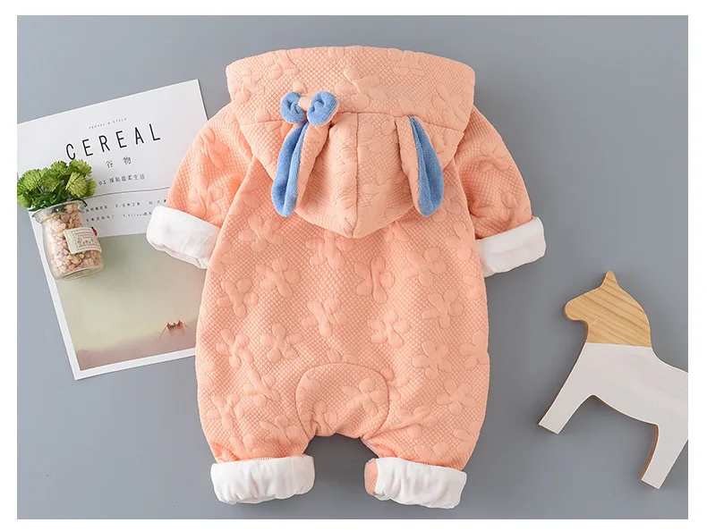 Toddler Baby Boys Rompers Spring Autumn Infant Baby Clothes Rabbit Ears Animal Modeling Hooded Jumpsuits Baby Clothing Bebe