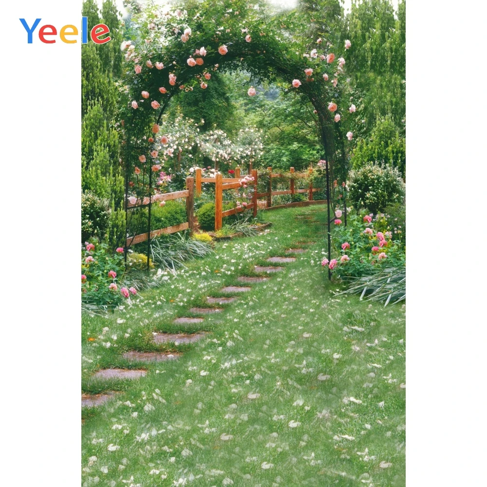

Yeele Garden Green Flowers Vines Arch Gate Scenic Photography Backgrounds Customized Photographic Backdrops For Photo Studio