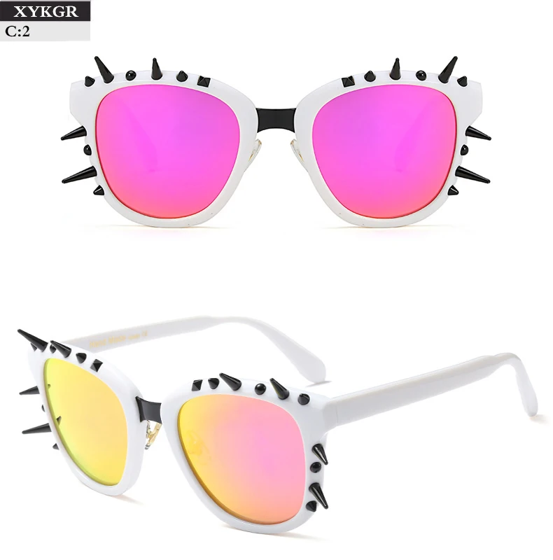 XYKGR модные брендовые дизайнерские заклепки Квадратные Солнцезащитные очки обувь для мужчин и женщин тенденция Красочные Солнцезащитные