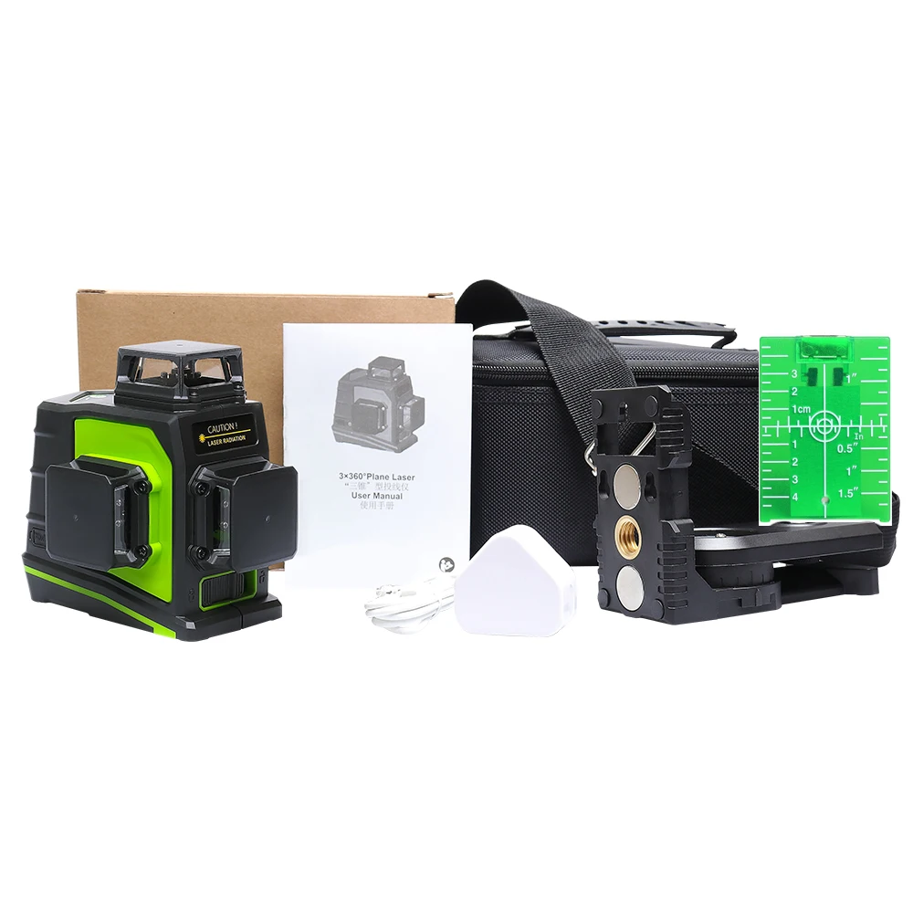 Huepar 12 Lines 3D Cross Line Laser Level Self-Leveling 360 Degree Vertical & Horizontal Cross Green Beam Line USB Charging Huepar 12 Lines 3D Cross Line Laser Level Self-Leveling 360 Degree Vertical & Horizontal Cross Green Beam Line USB Charging